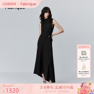 【春晚同款】Fabrique晚礼服黑色千金风无袖针织羊毛连衣裙女春夏