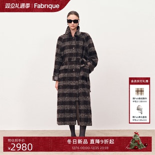 Fabrique黑巧慕斯圈圈羊毛长款 毛呢外套高级感 复古大衣2025年新款