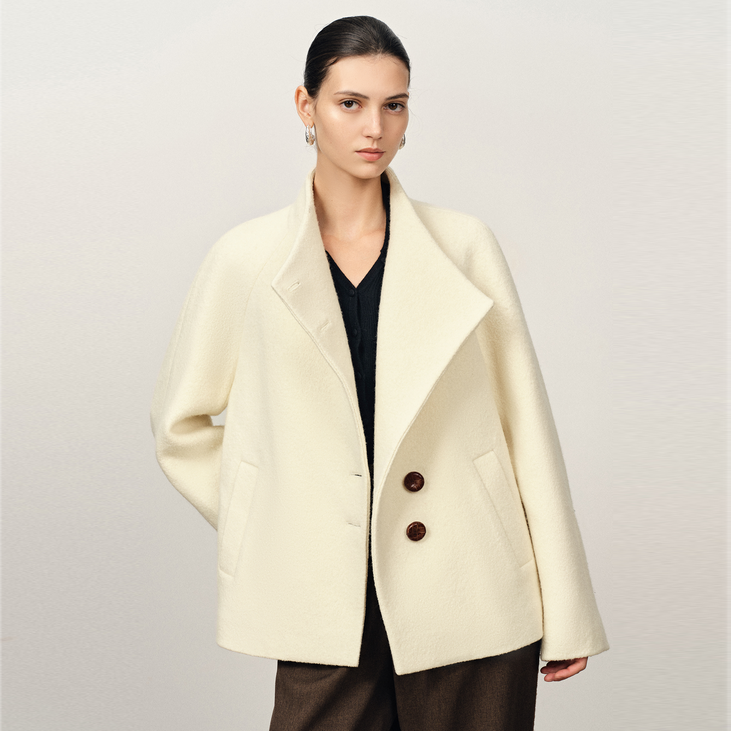 Fabrique 新中式白色羊毛肌理毛呢夹克外套短款复古大衣设计感女,女装/女士精品,毛呢外套,淘宝优惠券,粉丝福利购,淘宝优惠卷