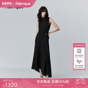 【春晚同款】Fabrique晚礼服黑色千金风无袖针织羊毛连衣裙女春夏