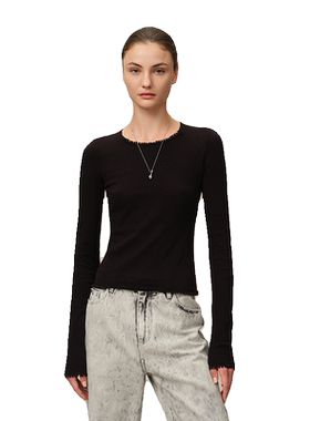 Fabrique BASIC 多色微透棉含羊绒针织芽边打底衫女秋季