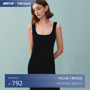 Fabrique 方领背心吊带连衣裙 ESSENTIAL2025新品 黑色弹力针织修身