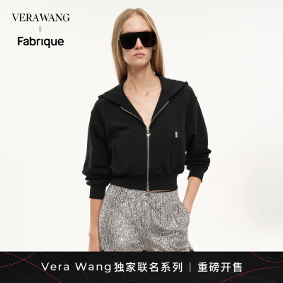VeraWang女士黑色拉链卫衣外套