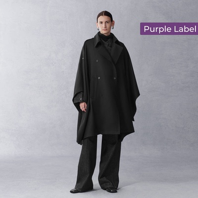 【商场同款】Fabrique紫标 绵羊毛配腰带双排扣斗篷风衣