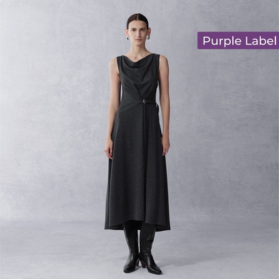 【商场同款】Fabrique紫标法式轻奢设计感羊毛针织荡领无袖连衣裙