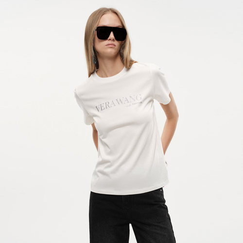 Fabrique x Vera Wang 月光白休闲闪亮徽标棉质短袖T恤2026年春夏