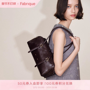 【朱珠同款】Fabrique波士顿长款红油蜡牛皮单肩腋下包婚包棒球包