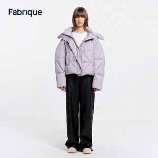 白鸭绒羽绒服 Fabrique 三角形绗缝可拆卸帽子短款