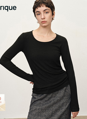 Fabrique ESSENTIAL多色微透天丝羊毛弹力长袖打底T恤针织衫秋衣