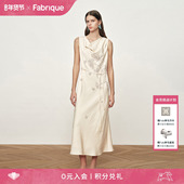 Fabrique象牙白法式 新品 花卉刺绣荡领无袖 醋酸连衣裙2026年春季