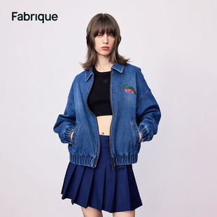 樱桃刺绣拉链牛仔夹克 Fabrique 大师牛仔