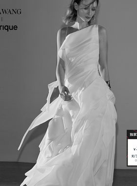 VeraWang月光女神斜肩连衣裙