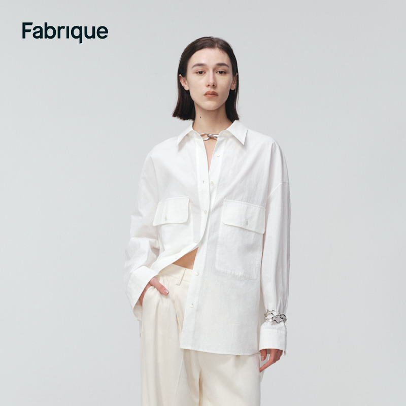 Fabrique 皱感砂洗棉贴袋后开衩衬衫