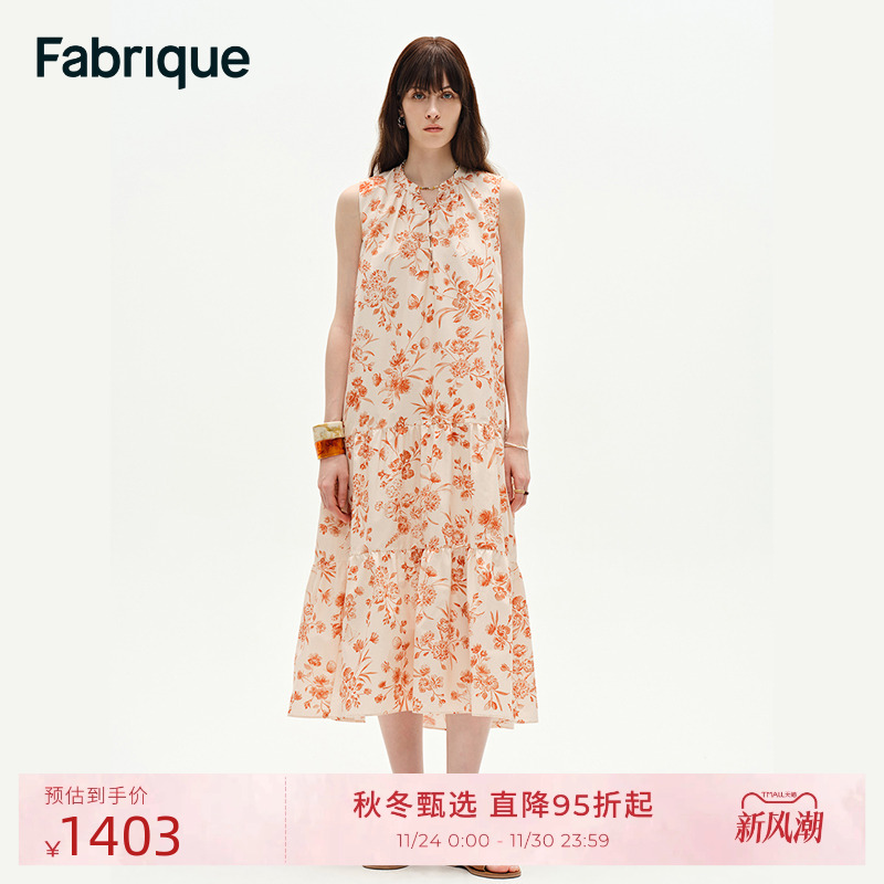 Fabrique仲夏花园 桑蚕丝棉连衣裙2025夏日新品法式碎花度假长裙