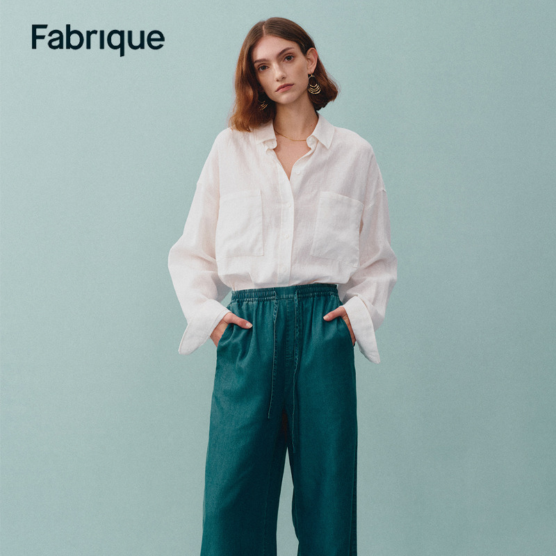 Fabrique ESSENTIAL25年新品法式薄透纯亚麻白色宽松衬衫淡人穿搭