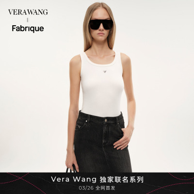 Fabrique x Vera Wang 金属徽标弹力棉U领吊带背心