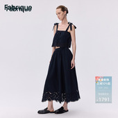 新款 Fabrique 夏季 女 裙子两件套 可调节肩带镂空刺绣吊带半裙套装