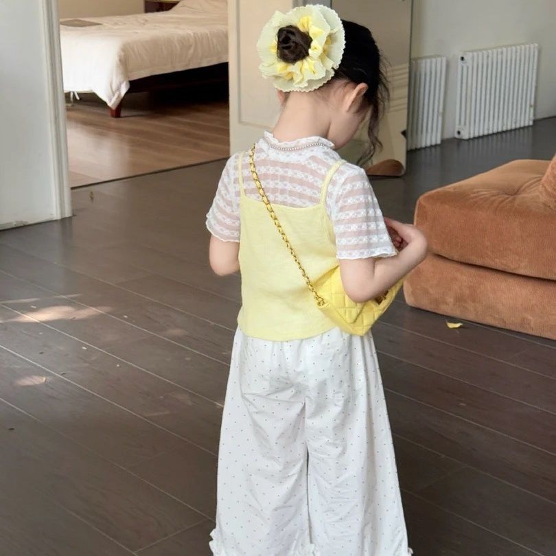 女童夏装套装2025新款儿童女孩洋气吊带时髦背心夏季韩版休闲两件