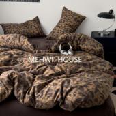 MEHWI ins豹纹美式 复古美拉德轻奢简约亲肤四季 款 三件套四件套