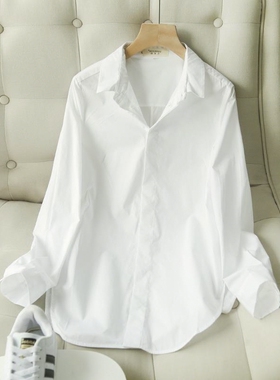 宽松韩版女潮打底衫透明衬衣春款休闲显瘦百搭白色打底春秋不衬衫