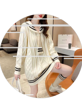 海军领毛衣裙中长款2026春秋新款学生韩版宽松小个子针织连衣裙女