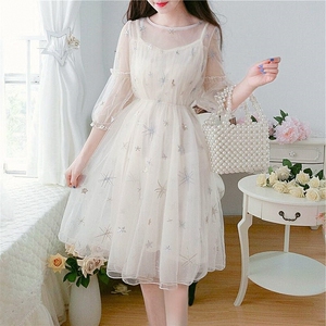 甜美森系韩版初中高中学生夏装2026小清新裙子仙女连衣裙超仙新款