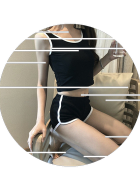 夏季健身瑜伽服运动套装女短款背心无袖漏脐短裤两件套时尚休闲装