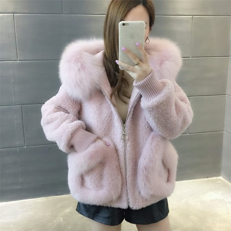 大衣连帽皮草领外套女短款仿狐狸毛冬2025韩版秋羊毛秋冬款羊剪绒,女装/女士精品,皮草,淘宝优惠券,粉丝福利购,淘宝优惠卷