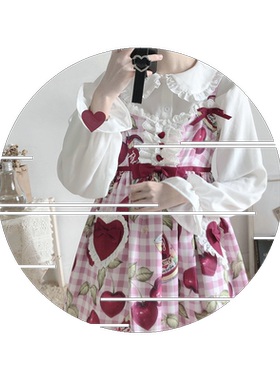 雪纺上衣秋季学生韩版少女衬衫娃娃领宽松内搭长袖可爱软妹lolita