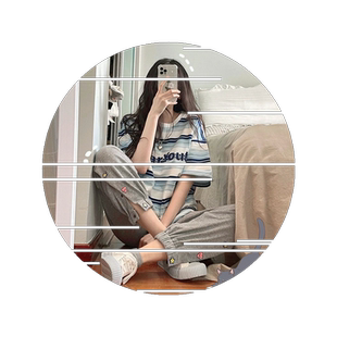 网红条纹t恤百褶短裙套装女清纯甜美小个子俏皮活泼穿搭两件套夏