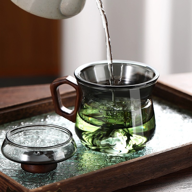 泡茶杯茶水分离办公室个人专用可过滤带把水杯大容量耐高温玻璃杯