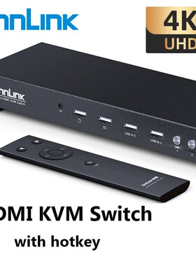 nnlink 4 Ports HDMI KVM Switch with Hotkey HD4K@30Hz 2K/1080