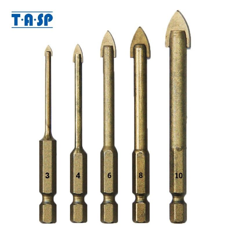 TASP 5pcs Glass Drill Bit Set Carbide Tipped Ceramic Tile Cu