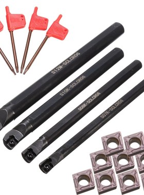 4 Set Of 7/8/10/12Mm Sclcr Lathe Boring Bar Tool Holder+10Pc