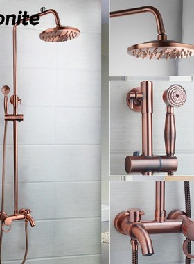 Monite Pink Rose Gold-plated Bathroom Shower Set Rain Shower