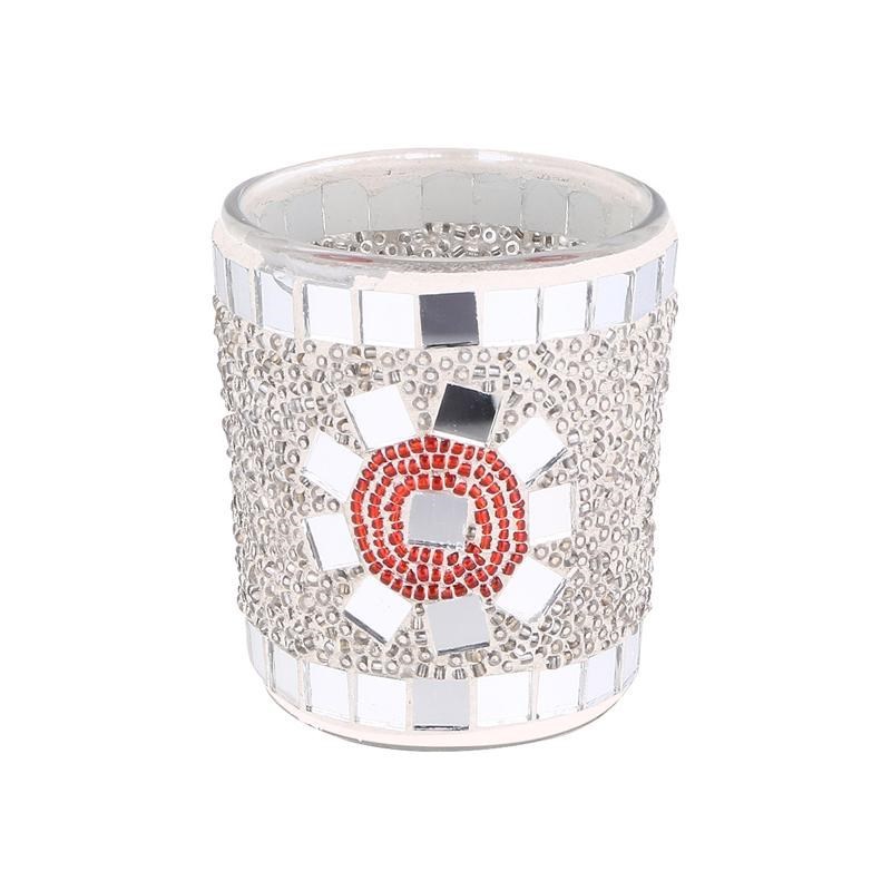 Mosaic Glass  Vintage Mosaic Glass Candle Holder Handmade Te