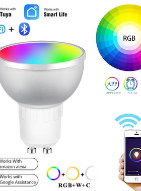 GU10 RGB LED Light Tuya WiFi+Bluetooth Smart Lamp Bulb 5W CW