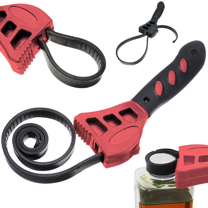 Black+Red niversal Rubber Strap Wrench Spanner  Any Shape Op