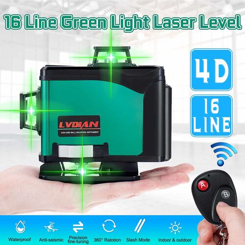 16 Lines 4D Laser Level Green Light Beam For Wall Floor Auto