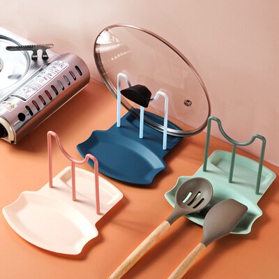 Kitchen Organizer Pot Lid Rack Non-Slip Plate Spoon Holder P