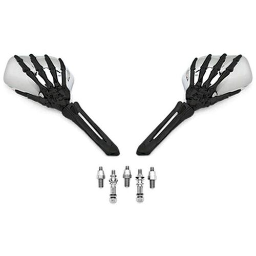 Free Shipping Black/Chrome Skeleton Hand Motorcycle Mirrors