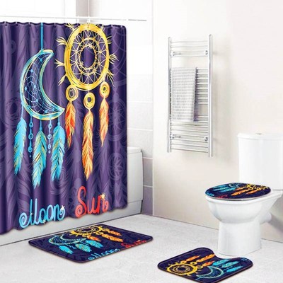 3Pcs Bathroom Accessaries Set Waterproof Shower Curtain Toil