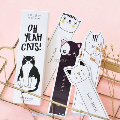 30pcs/box Cute cartoon cat head paper bookmark stationery bo