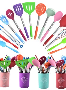 14-Piece Colorful Silicone Kitchenware Set Non-Stick Pan Coo