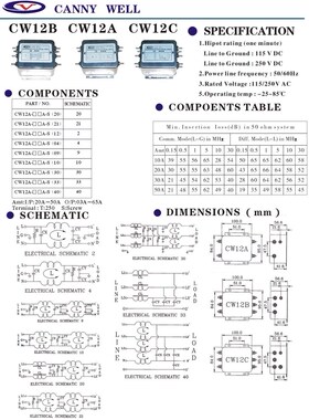 (1pcs/lot) CW12B-60A-S Taiwan WELL 60A CANNY power filter th