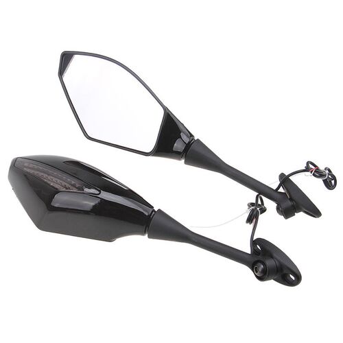 Motorcycle Integrated LED Turn Signals Rear View Mirrors Sid