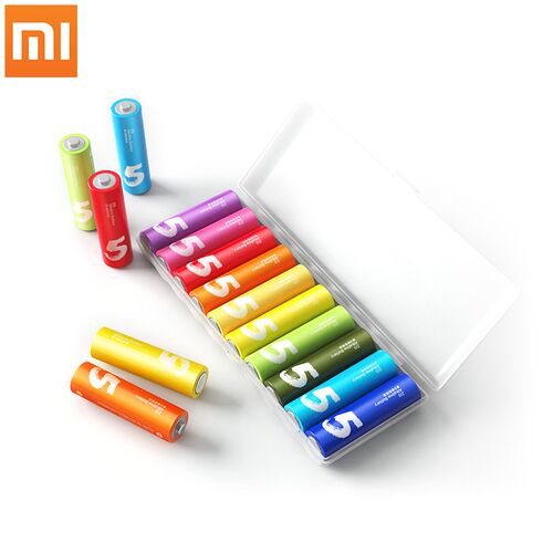 10PCS/Lot Original XIAOMI ZMI ZI5 AA lkaline Battery Rainbow