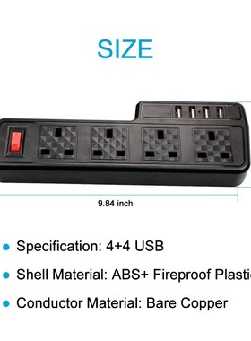Power Strip Surge Protector USB Extention Sockets 4 Way UK