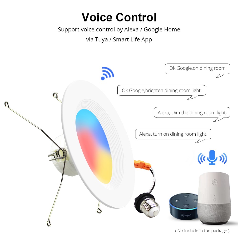Tuya Smart WiFi Downlight RGBCW Dimmable 6 Inch Ceiling Rece