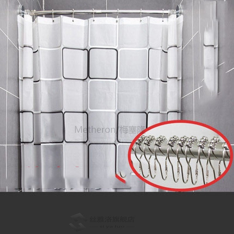 Bathroom 304 stainless steel shower curtain rod free punchin